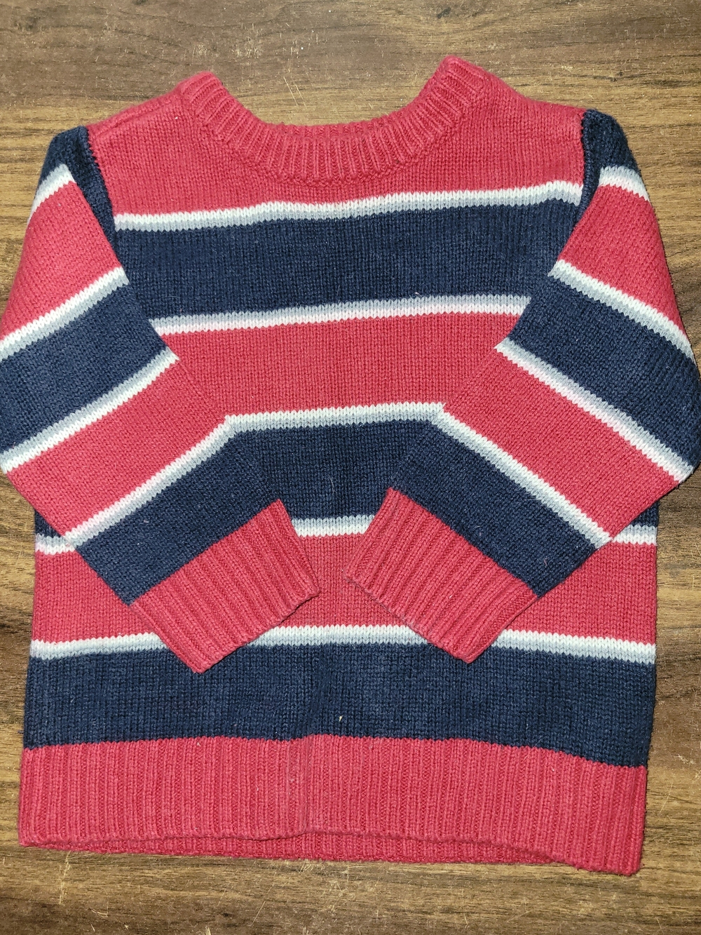 Place Striped Crewneck Sweater in Coral, Navy and White AH67